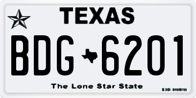 TX license plate BDG6201
