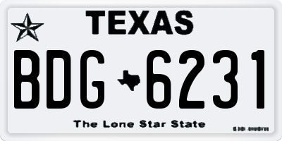 TX license plate BDG6231