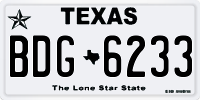 TX license plate BDG6233
