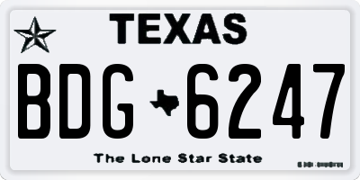 TX license plate BDG6247