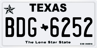 TX license plate BDG6252