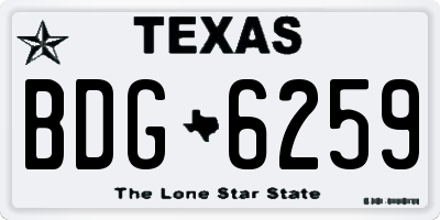 TX license plate BDG6259