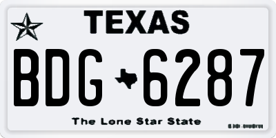 TX license plate BDG6287