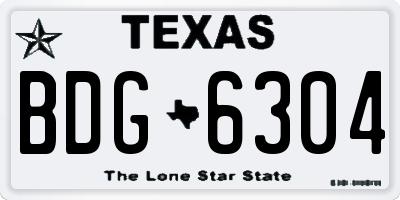 TX license plate BDG6304
