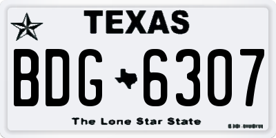 TX license plate BDG6307