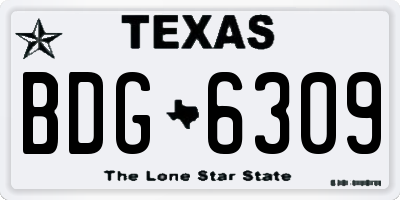 TX license plate BDG6309