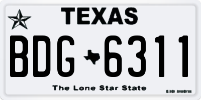 TX license plate BDG6311