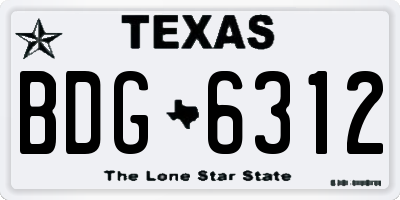 TX license plate BDG6312