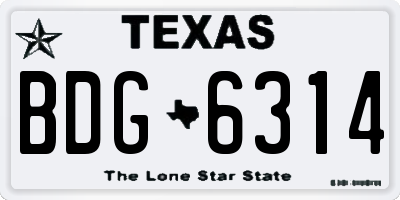 TX license plate BDG6314