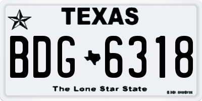 TX license plate BDG6318