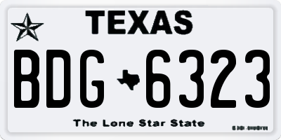 TX license plate BDG6323