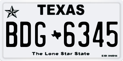 TX license plate BDG6345