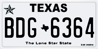 TX license plate BDG6364