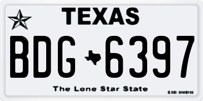 TX license plate BDG6397