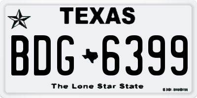 TX license plate BDG6399
