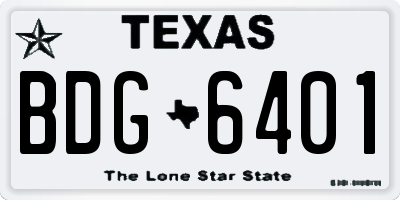 TX license plate BDG6401