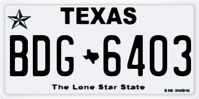 TX license plate BDG6403