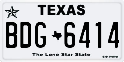 TX license plate BDG6414