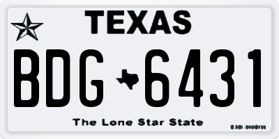 TX license plate BDG6431