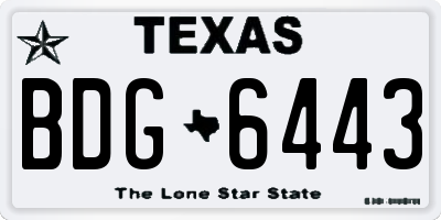 TX license plate BDG6443