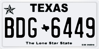 TX license plate BDG6449