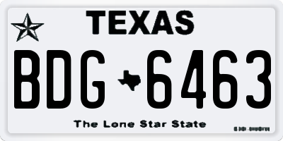 TX license plate BDG6463