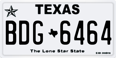 TX license plate BDG6464