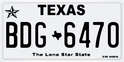 TX license plate BDG6470