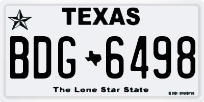 TX license plate BDG6498