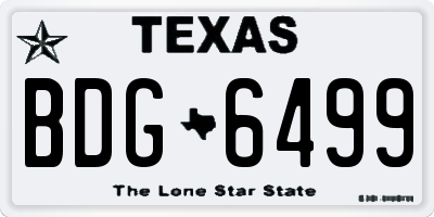 TX license plate BDG6499
