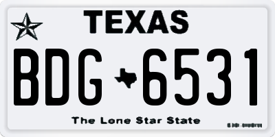 TX license plate BDG6531
