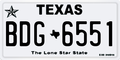 TX license plate BDG6551