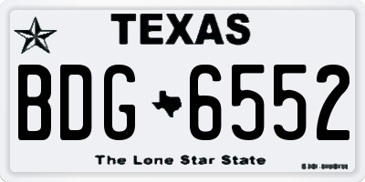 TX license plate BDG6552