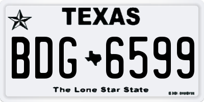 TX license plate BDG6599