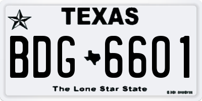 TX license plate BDG6601