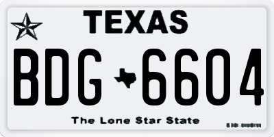 TX license plate BDG6604