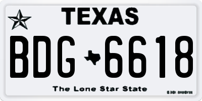 TX license plate BDG6618