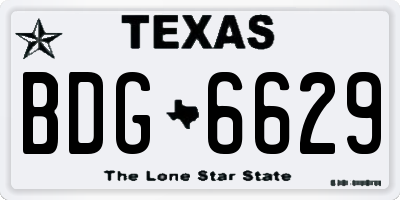 TX license plate BDG6629