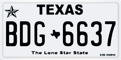 TX license plate BDG6637