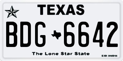 TX license plate BDG6642