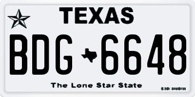 TX license plate BDG6648