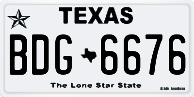 TX license plate BDG6676