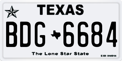 TX license plate BDG6684
