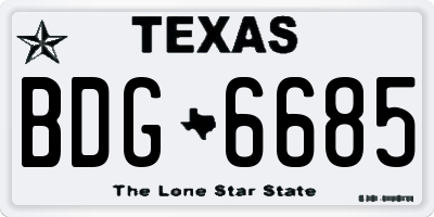 TX license plate BDG6685