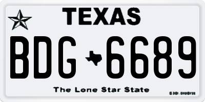TX license plate BDG6689