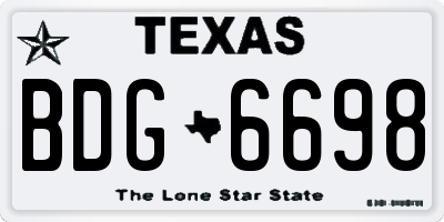 TX license plate BDG6698