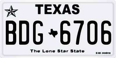 TX license plate BDG6706