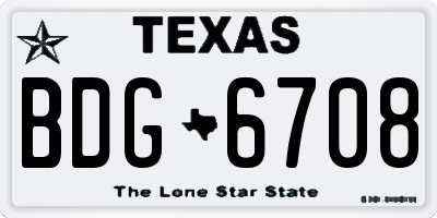 TX license plate BDG6708