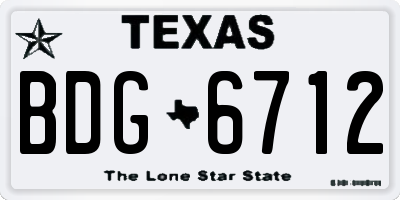 TX license plate BDG6712