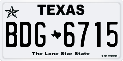 TX license plate BDG6715